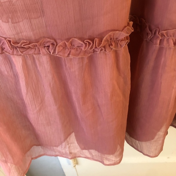 NWT Notes du Nord Blaire Tiered Silk Pink Sheer Maxi Dress Ruffle Danish 40 or L - Picture 11 of 15
